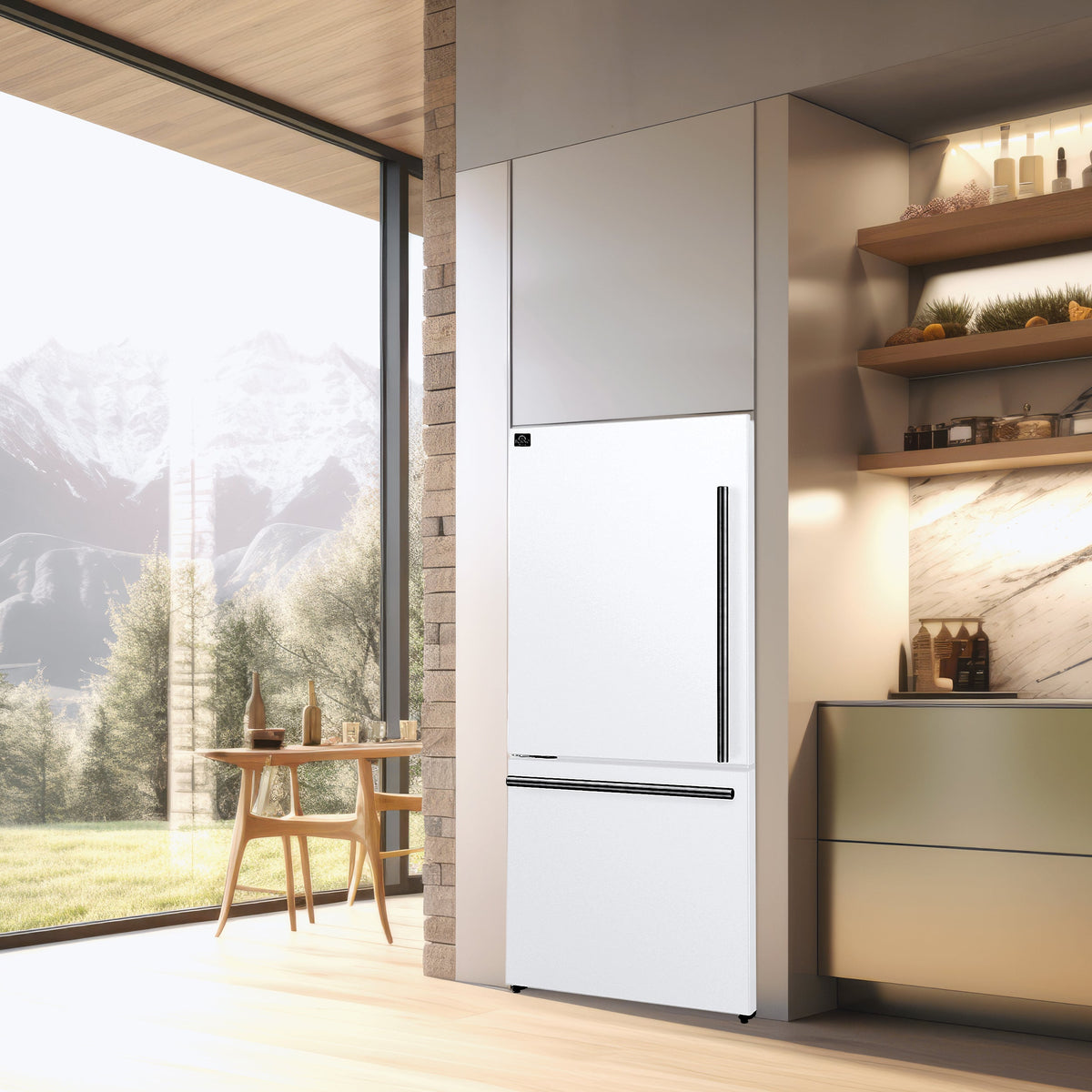 Réfrigérateur Forno Milano blanc FFFFD1786-31WHT dans une cuisine – Meubles TOCO
