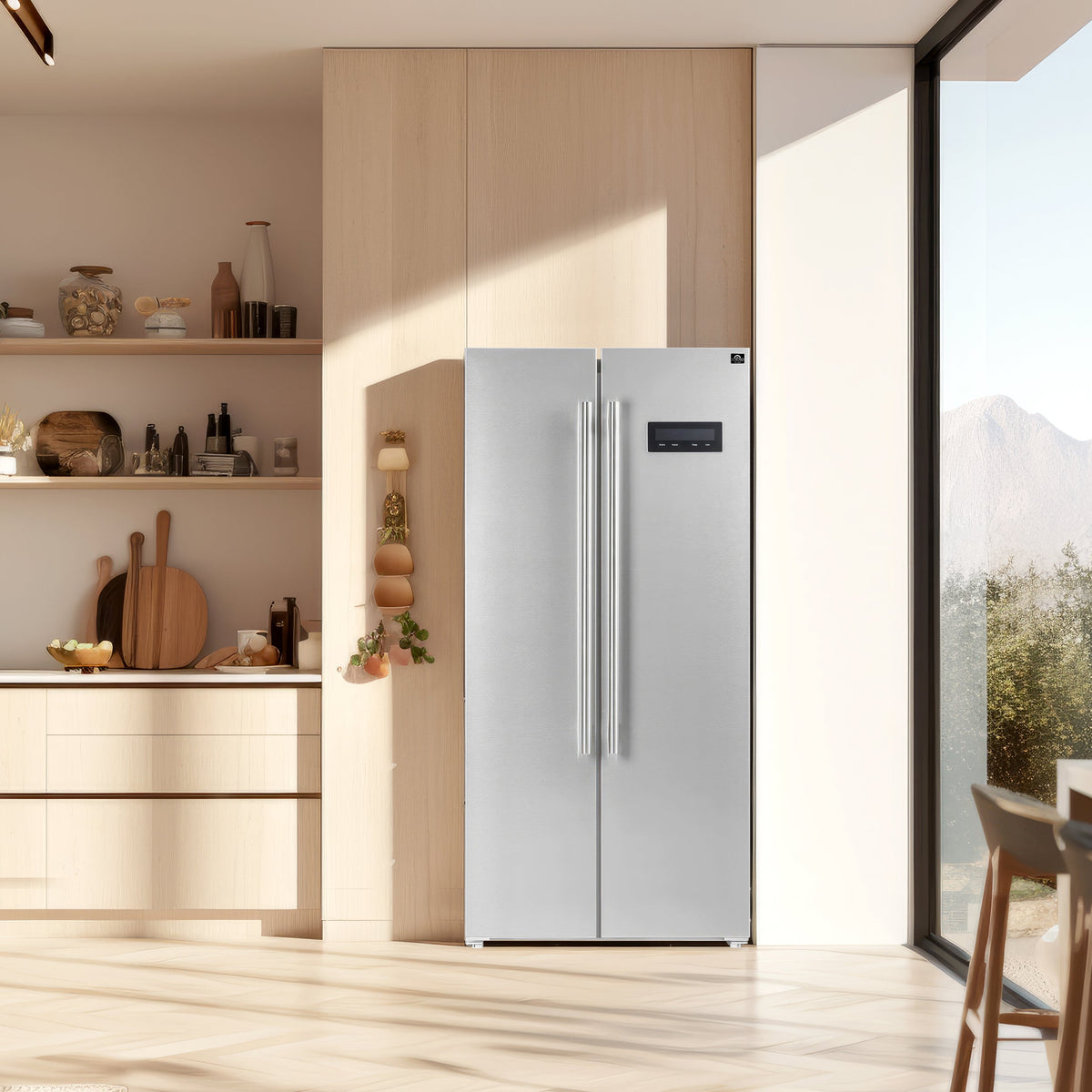 Réfrigérateur côte à côte Forno Salerno inox FFRBI1805-33SB dans une cuisine – Meubles TOCO