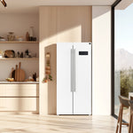 Réfrigérateur côte à côte Forno Salerno blanc FFRBI1805-33WHT dans une cuisine – Meubles TOCO