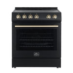 Cuisinière électrique Forno Leonardo noire FFSEL6022-30BLK avec poignée en laiton antique – Meubles TOCO