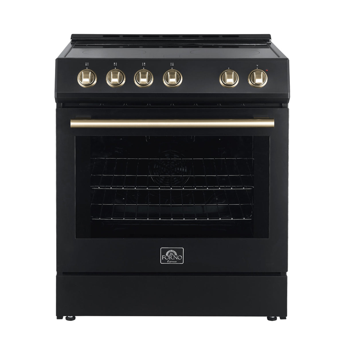 Cuisinière électrique Forno Leonardo noire FFSEL6022-30BLK avec poignée en laiton antique – Meubles TOCO