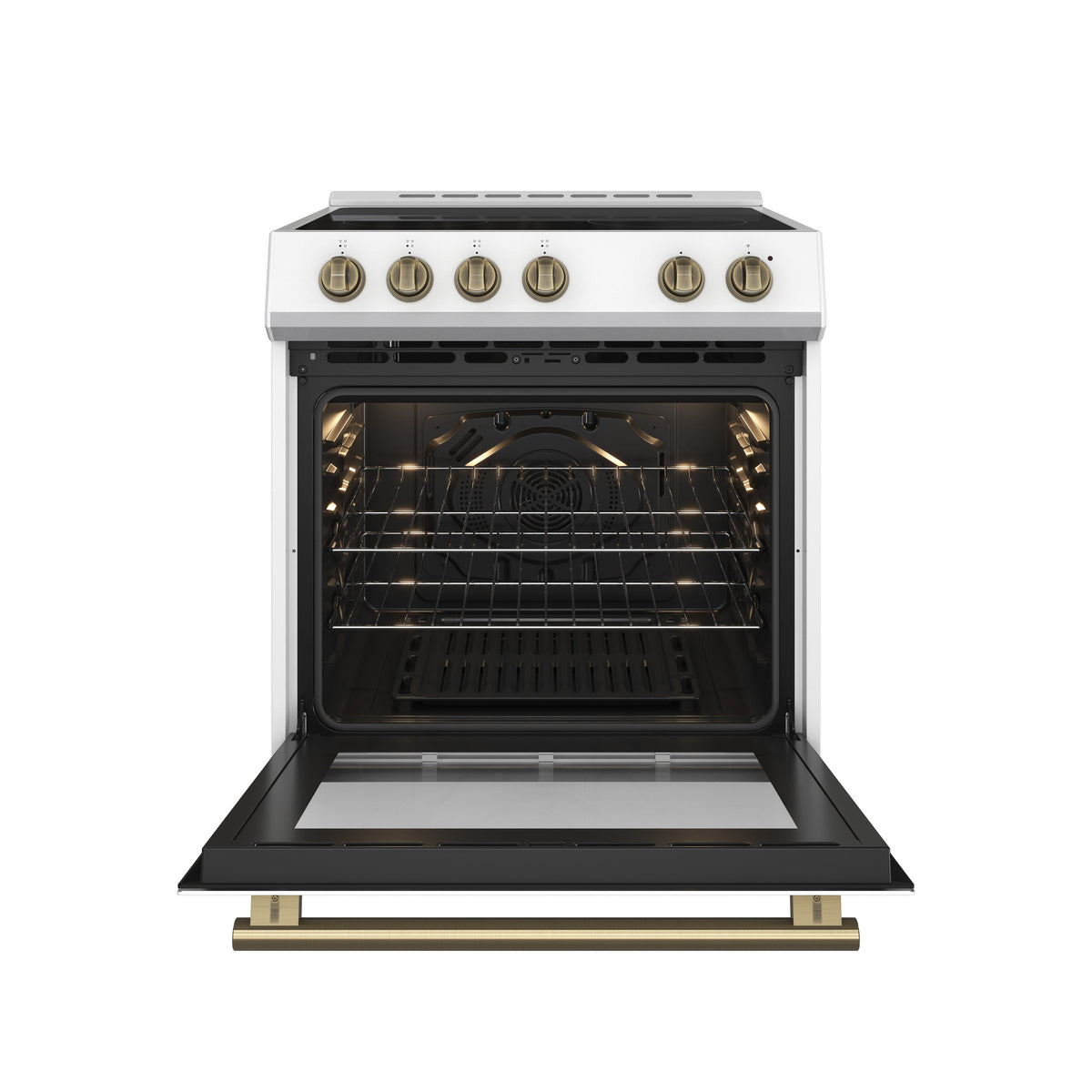 Cuisinière électrique Forno Leonardo blanche FFSEL6022-30WHT – porte ouverte – Meubles TOCO