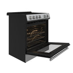 Cuisinière électrique Forno Leonardo inox FFSEL6022-30 – vue de trois quarts, porte ouverte – Meubles TOCO