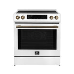 Cuisinière à induction Forno Donatello blanche FFSIN0905-30WHT avec poignée en laiton antique – Meubles TOCO