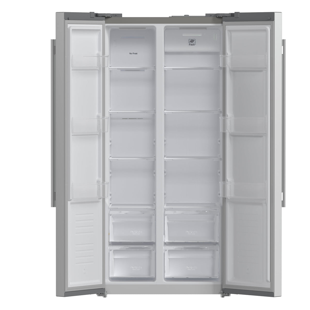 Réfrigérateur côte à côte Forno Salerno inox FFRBI1805-33SB – portes ouvertes – Meubles TOCO