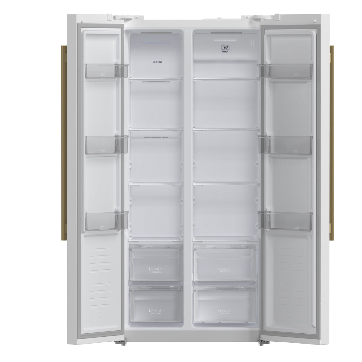 Réfrigérateur côte à côte Forno Salerno blanc FFRBI1805-33WHT – portes ouvertes – Meubles TOCO
