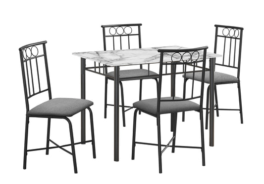 Ensemble de Cuisine - 5PCS / Blanc Marbre / Métal Noir / #MO1014