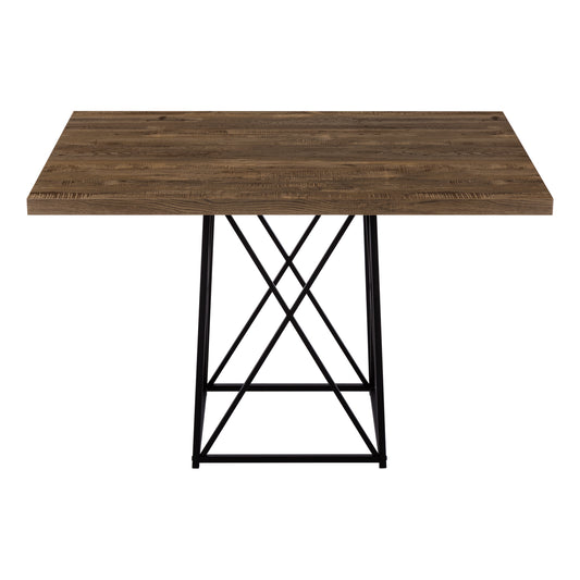 Table de Cuisine - 36"X 48" / Apparence Bois Brun / Base en Métal Noir / #MO1107