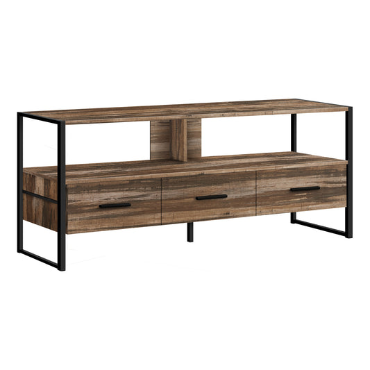 Meuble T.V - 48"L / Faux Bois Brun / Métal Noir / MO#2619
