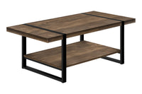 TABLE DE SALON - FAUX BOIS BRUN / METAL NOIR / #2850MO