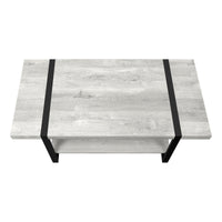 TABLE DE SALON - FAUX BOIS GRIS / METAL NOIR  /  #2855MO