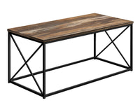TABLE DE SALON - 40"L / FAUX BOIS BRUN / METAL NOIR / #MO3784