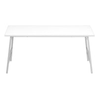 TABLE DE SALON - 40"L / BLANC / METAL ARGENT / #MO3790