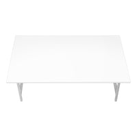 TABLE DE SALON - 40"L / BLANC / METAL ARGENT / #MO3790