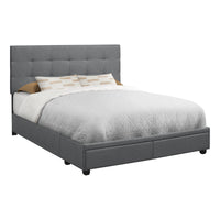 Lit Queen complet / Aves 2 Tiroirs Rangement /  Tissu Gris Foncé / #MO6022Q