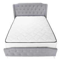 Lit Queen Complet / Tissu Gris / Pattes Métal Chromé / #MO6045