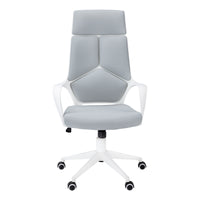 Chaise de Bureau- Blanc / Tissu Gris/ Dossier Exécutif / #MO7270