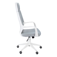 Chaise de Bureau- Blanc / Tissu Gris/ Dossier Exécutif / #MO7270