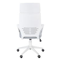 Chaise de Bureau- Blanc / Tissu Gris/ Dossier Exécutif / #MO7270