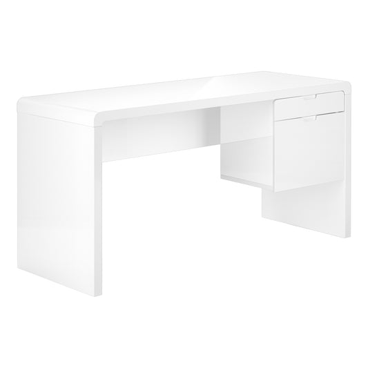 Bureau - 60"L / Blanc Lustré / Tiroir Coté Droite / Gauche / #MO7581