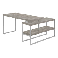 Bureau - 60"L / Métal Argent de Coin Coté D/G / #MO7586