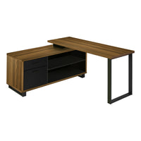 Bureau - 72"L / en Coin Exécutif Apparence Bois  / Base Noir / #MO7711