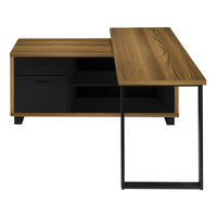 Bureau - 72"L / en Coin Exécutif Apparence Bois  / Base Noir / #MO7711