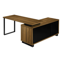 Bureau - 72"L / en Coin Exécutif Apparence Bois  / Base Noir / #MO7711