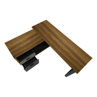 Bureau - 72"L / en Coin Exécutif Apparence Bois  / Base Noir / #MO7711
