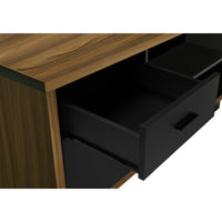 Bureau - 72"L / en Coin Exécutif Apparence Bois  / Base Noir / #MO7711