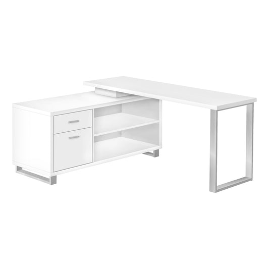 Bureau - 72"L / en Coin Exécutif  / Base Argent / #MO7716