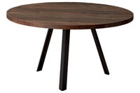 TABLE DE SALON - 36"DIA / FAUX BOIS BRUN / METAL NOIR / #MO7814