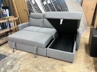 Sofa-lit 3 Places Gris avec Chaise Longue Réversible