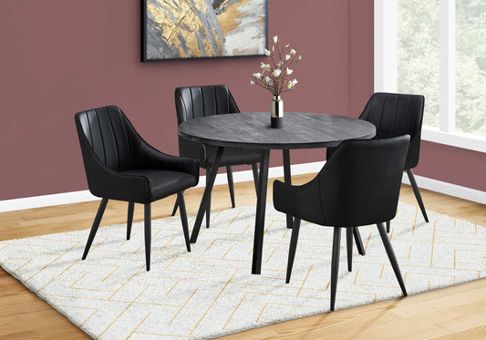 TABLE A MANGER - 48"DIA / FAUX BOIS NOIR / MÉTAL NOIR#1153