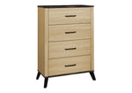 Commode haute Théo – Chêne clair et noir