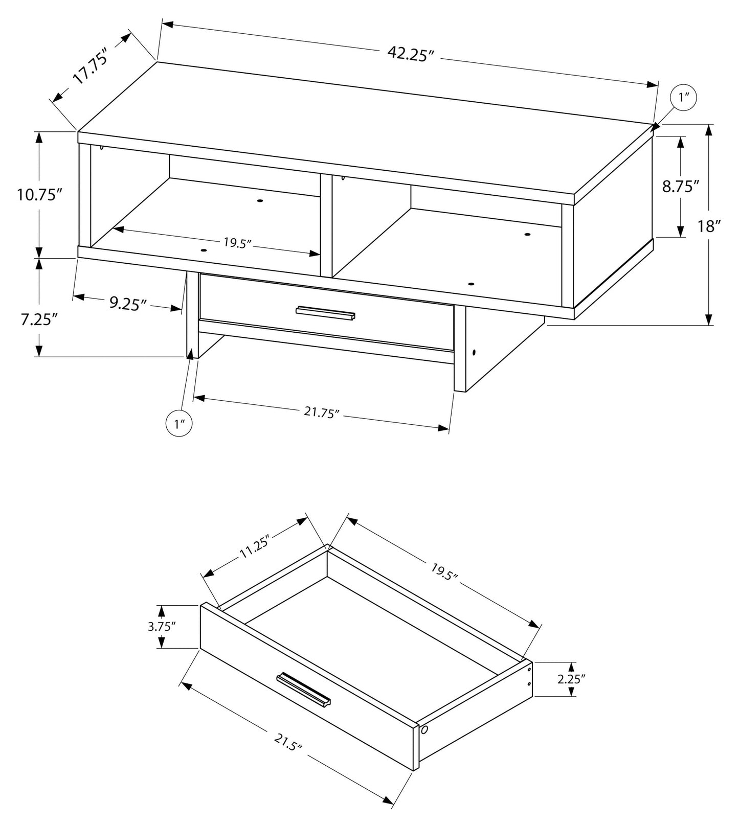 Table de Salon - Noir / RANGEMENT / Tiroir / #MO2810