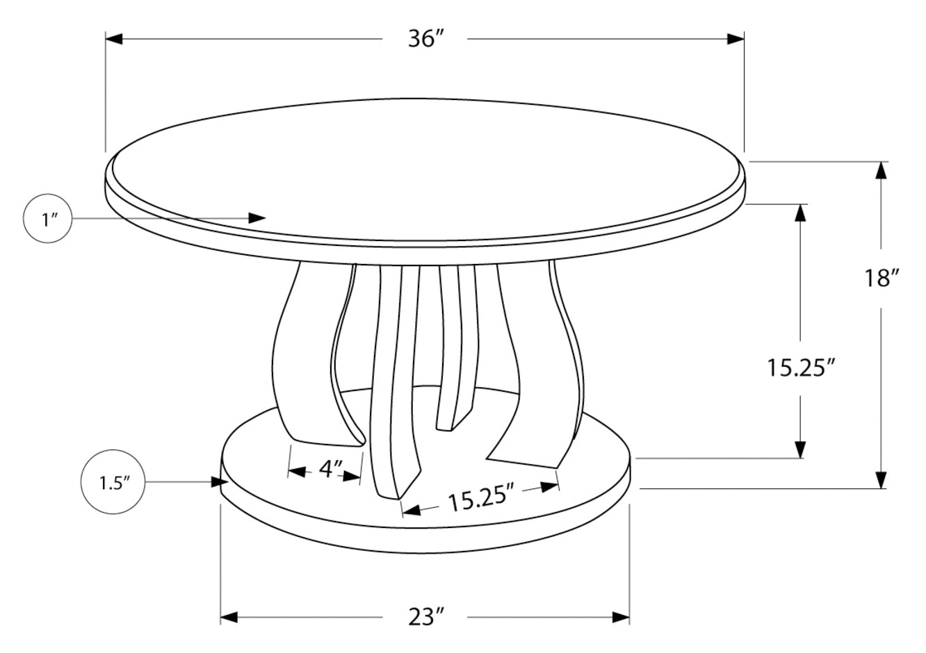 Table De Salon / 36"DIA/ Miroir / #MO3725