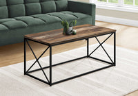 TABLE DE SALON - 40"L / FAUX BOIS BRUN / METAL NOIR / #MO3784