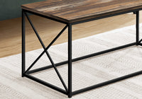 TABLE DE SALON - 40"L / FAUX BOIS BRUN / METAL NOIR / #MO3784