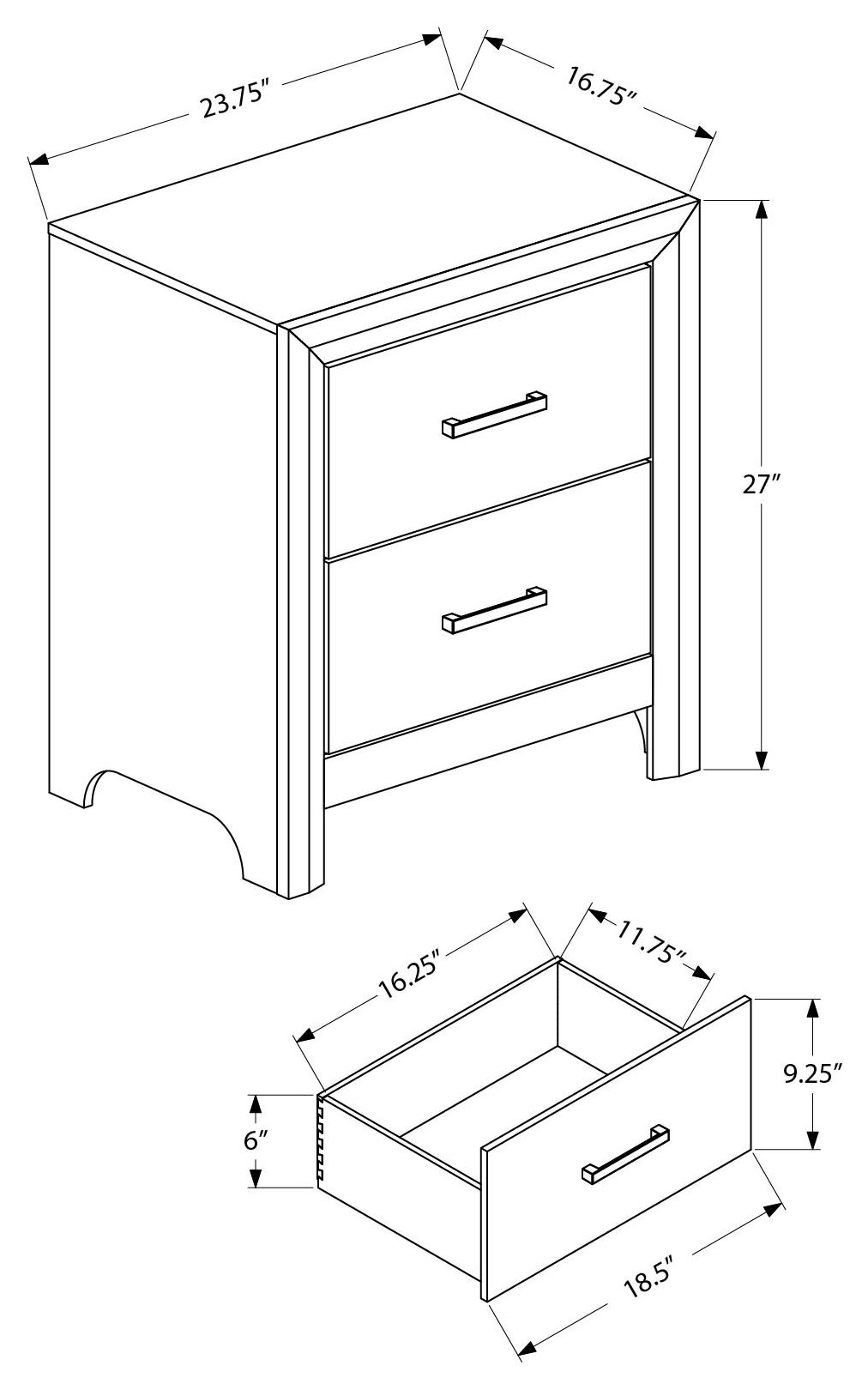 Table de chevet Armand – Chêne blanchi – dimensions