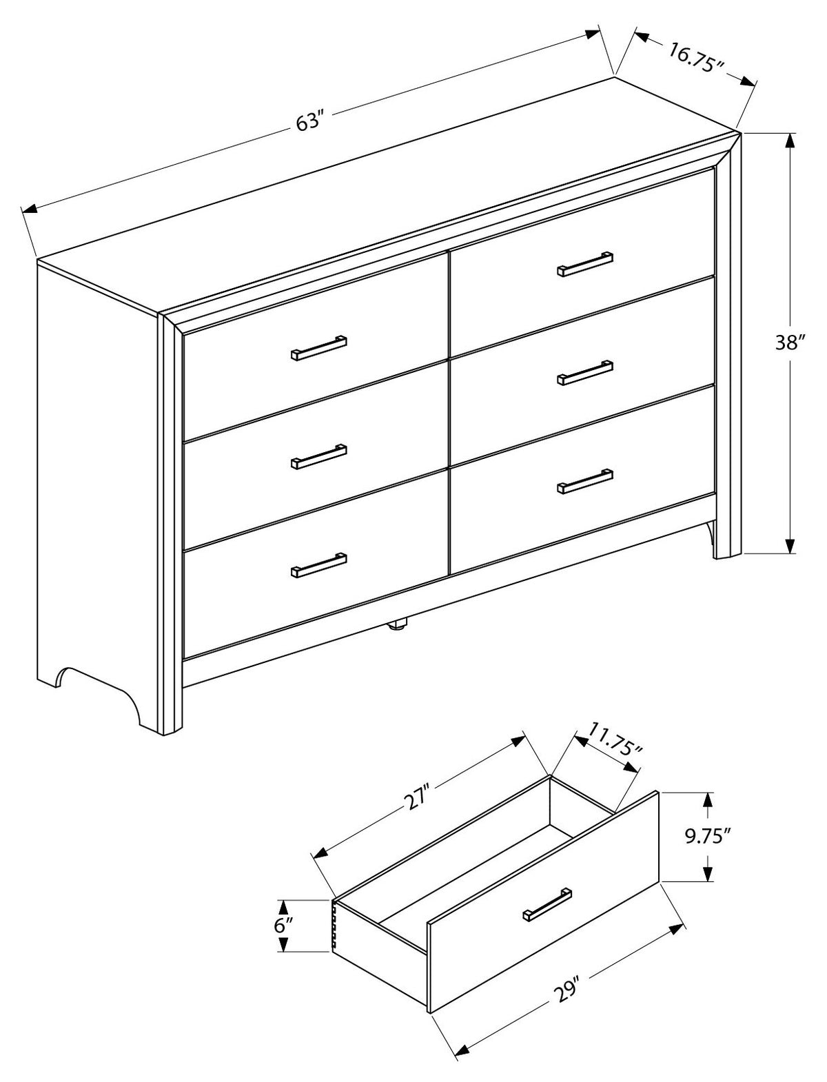 Commode double Armand – Chêne blanc – dimensions