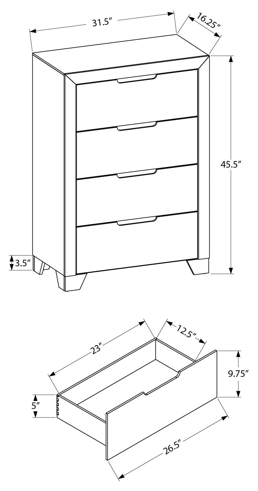 Commode haute Lison – Blanc – dimensions