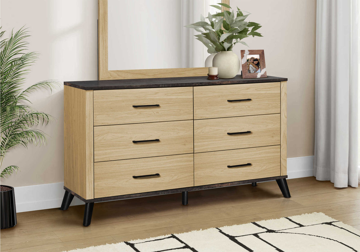 Commode double Théo – Chêne clair et noir – ambiance