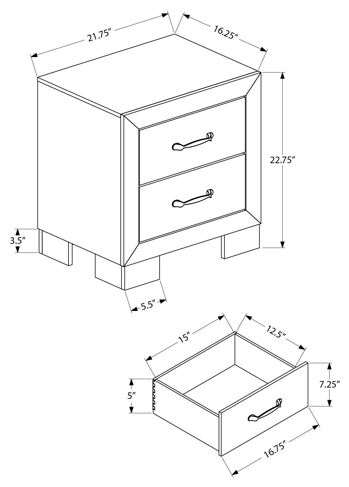 Table de chevet Clémence – Chêne moyen – dimensions