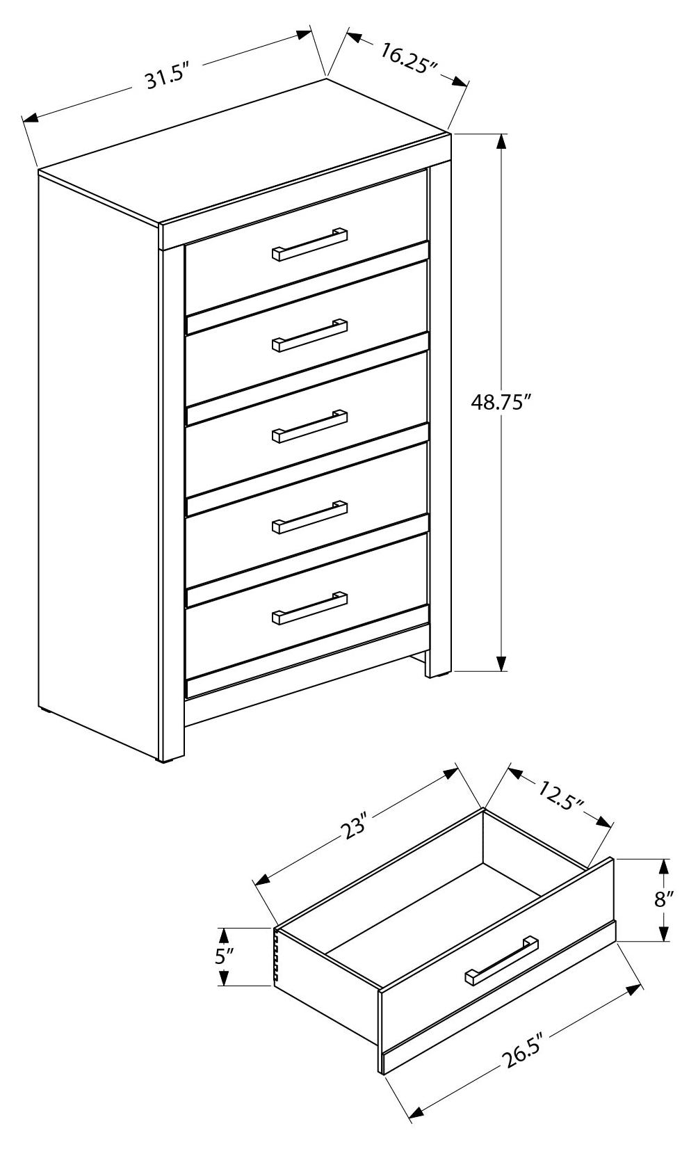 Commode haute Solène – Naturel – dimensions