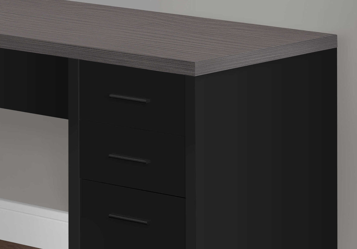 Valen 60'' black corner desk with tempered glass
