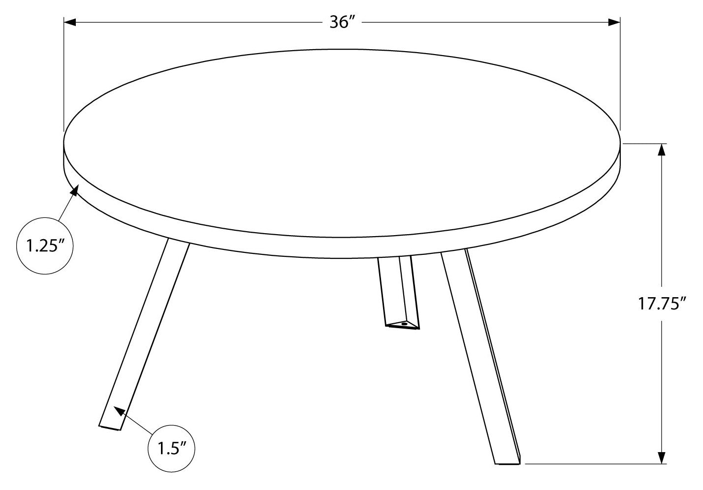 TABLE DE SALON - 36"DIA / FAUX BOIS BRUN / METAL NOIR / #MO7814