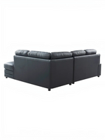 Vue arrière du canapé sectionnel réversible Destin de TOCO Meubles en similicuir noir avec chaise longue
