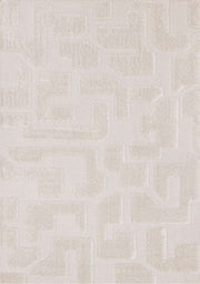 Blanc, géométrique / 5'3" x 7'7"
