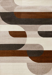 Brun et crème, géométrique / 5'3" x 7'7"